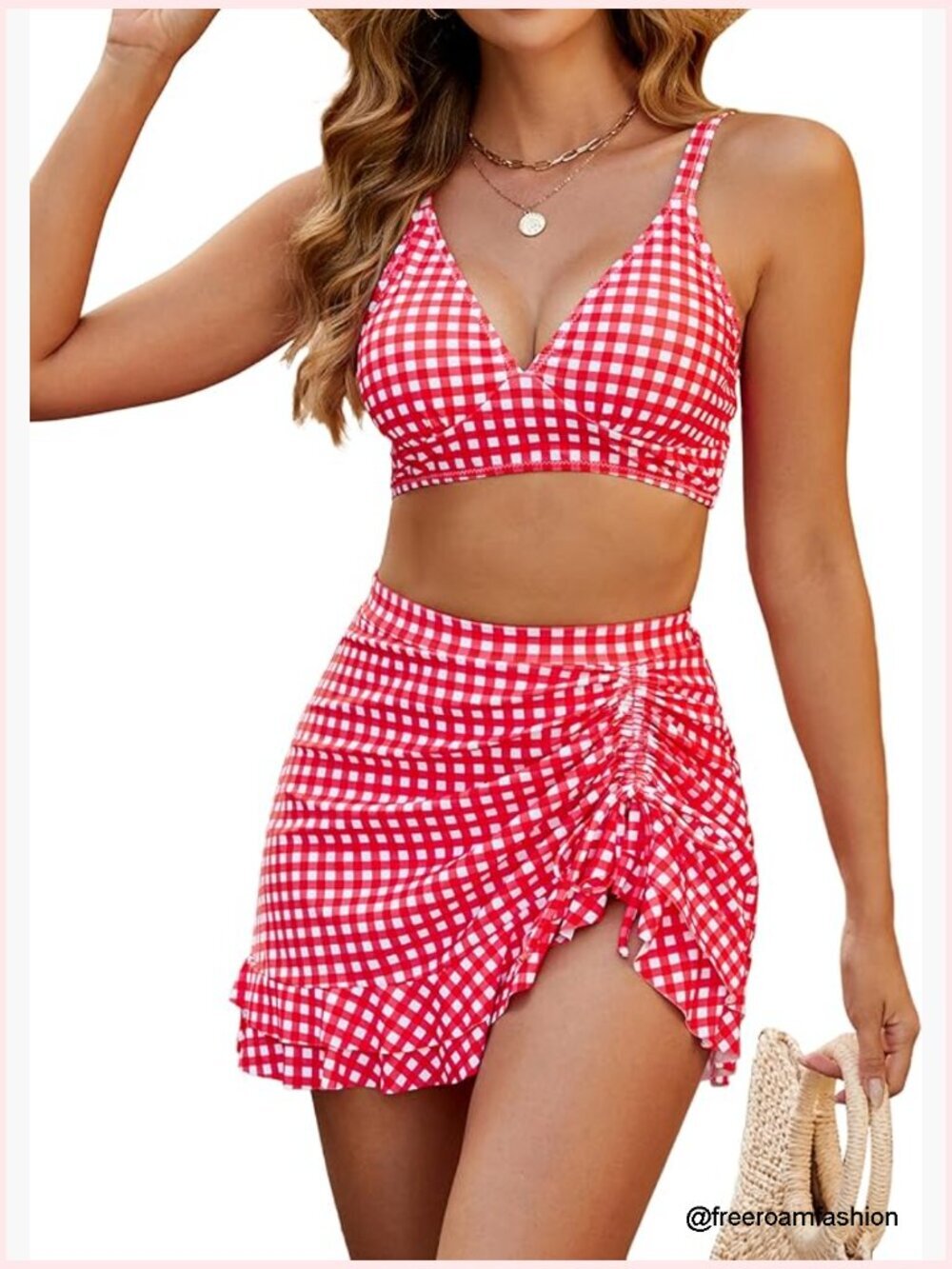 High Waisted Bikini Set Tummy Control Swim Skirt Retro Two Piece Swimsuit